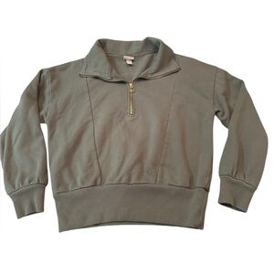 A New Day Sage Green Quarter-Zip Cropped Pullover Sweatshirt Size S
